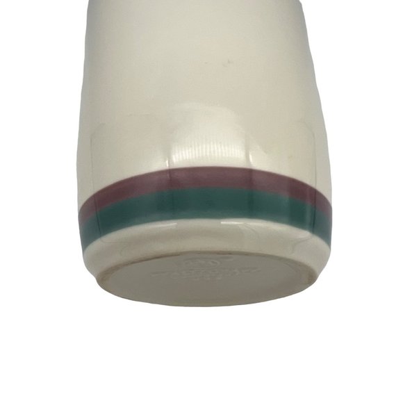 Pfaltzgraff Stoneware Juniper Utensil Holder / Flower Vase Green & Mauve Bands - Picture 4 of 5